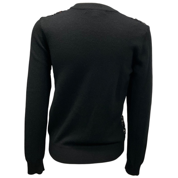 MICHAEL KORS BLACK SEQUINED CASHMERE KNIT CARDIGAN SWEATER - Picture 3 of 4